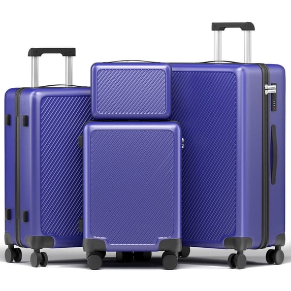 Luggage Sets 4 Piece Carry on Luggage with Spinner Wheels Hardshell Durable Suitcase with TSA Lock 14 20 24 28 inch NavyBlue