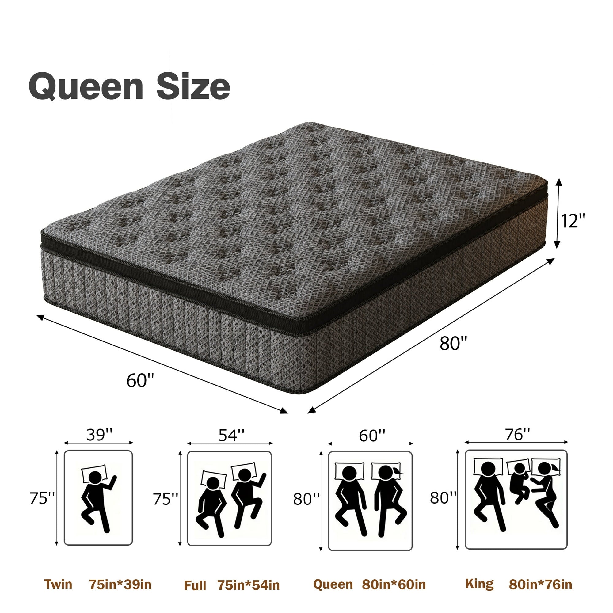 HIKOS 12 inch King Mattress in a Box, Cooling Gel Memory Foam Hybrid Mattress with Individually Wrapped Pocket Coils, Medium Firm King Size Mattress, Pressure Relief for Adult