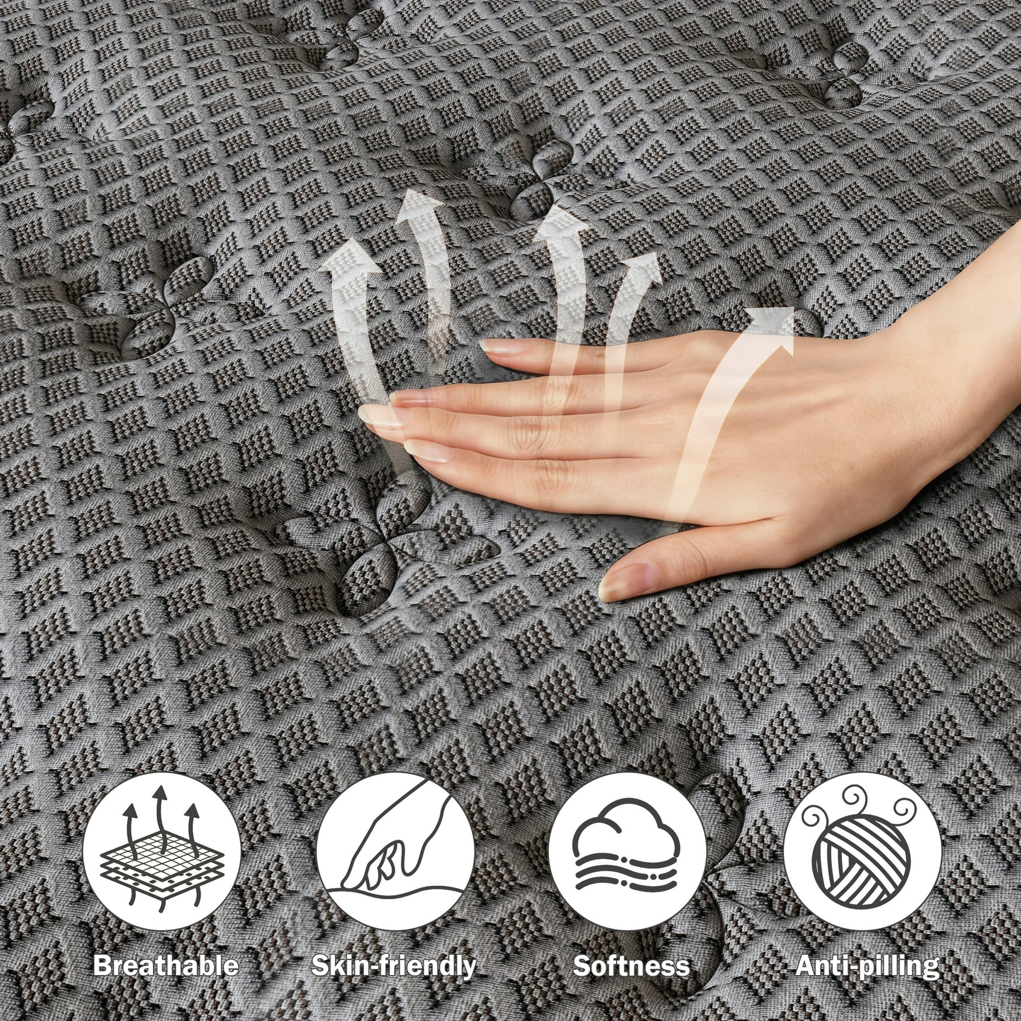 HIKOS 10 inch King Mattress in a Box, Cooling Gel Memory Foam Hybrid Mattress with Individually Wrapped Pocket Coils, Medium Firm King Size Mattress, Pressure Relief for Adult