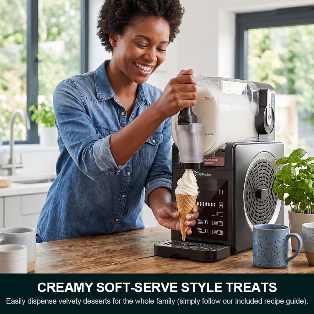 ASTRALSHIP 7-in-1 Slushie Machine & Soft Serve Ice Cream Maker for Home, 85oz Commercial-Grade Compressor Slushy Machine, No Ice Needed, Auto-Clean, Perfect for Margaritas, Milkshakes & Frappes